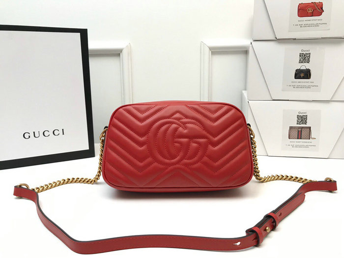 Gucci GG Marmont Small Matelasse Shoulder Bag 447632 Red