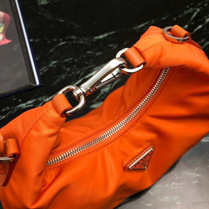 Prada Nylon Hobo Bag Orange 1BH172