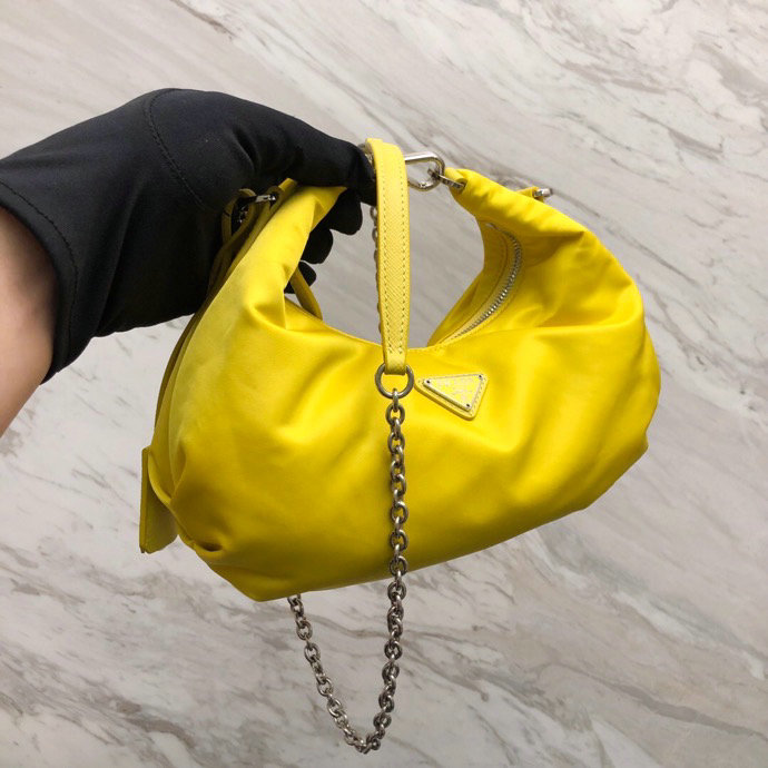 Prada Nylon Hobo Bag Yellow 1BH172