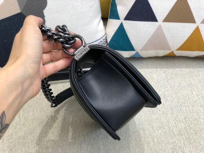 Small Boy Chanel Calfskin Flap Bag Black A67085