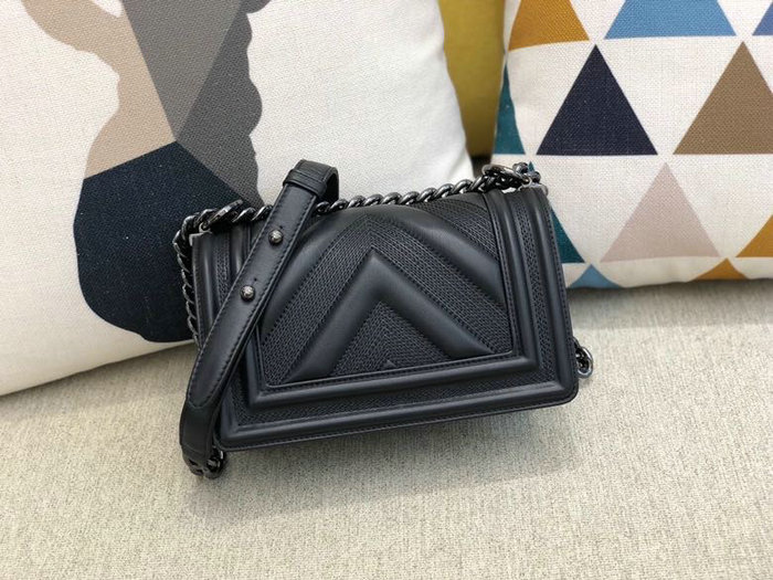 Small Boy Chanel Calfskin Flap Bag Black A67085