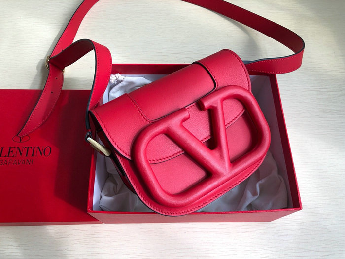 Valentino Small Supervee Calfskin Crossbody Bag Red V07192