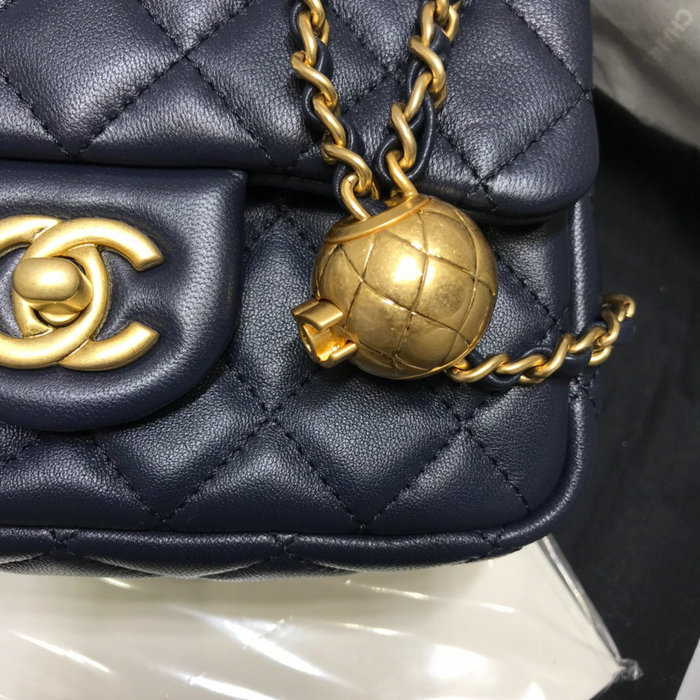 Chanel Lambskin Flap Bag Blue AS1786