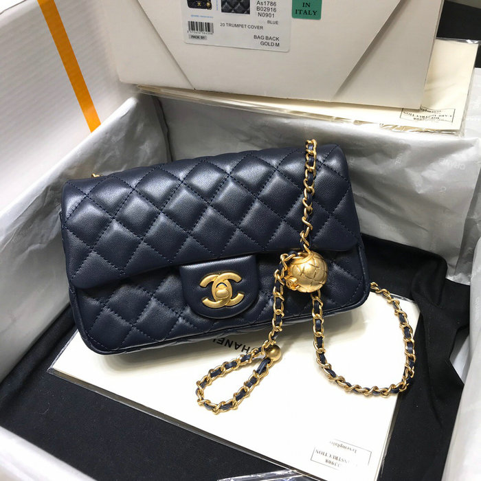 Chanel Lambskin Flap Bag Blue AS1787