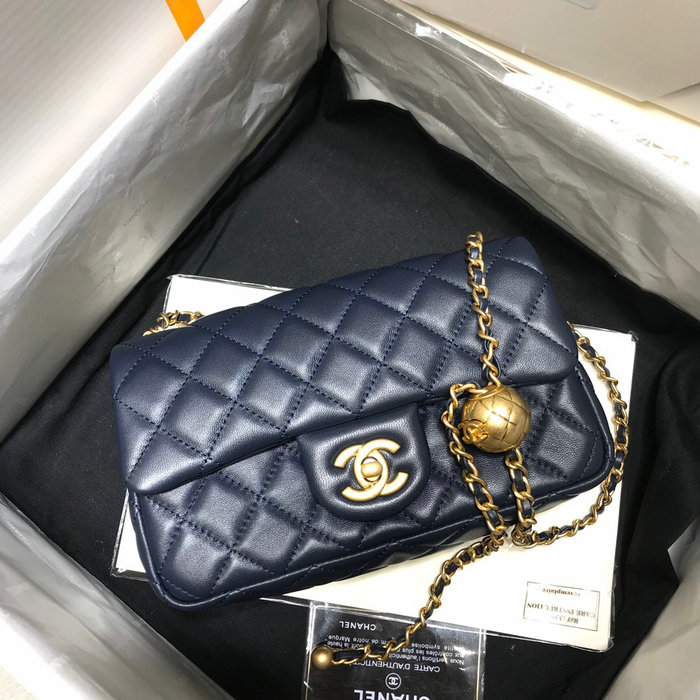 Chanel Lambskin Flap Bag Blue AS1787