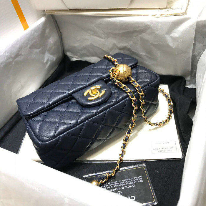 Chanel Lambskin Flap Bag Blue AS1787