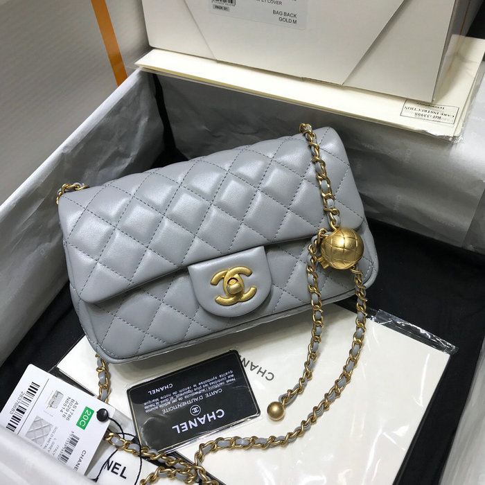 Chanel Lambskin Flap Bag Grey AS1787