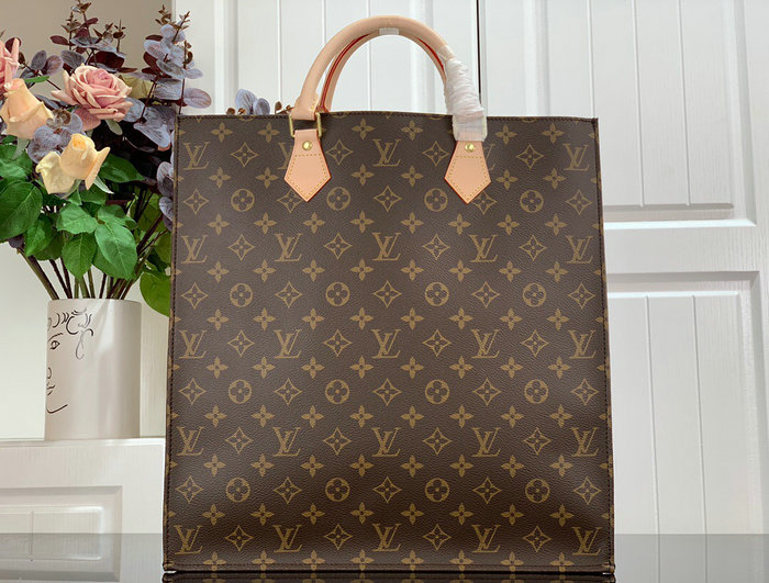 Louis Vuitton Sac Plat Hand Tote Bag Monogram M51140