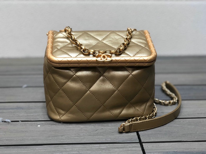 Chanel Lambskin Clasp Bag Gold AS1886