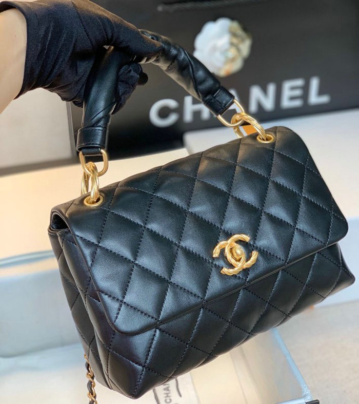 Chanel Lambskin Flap Bag Black A13106