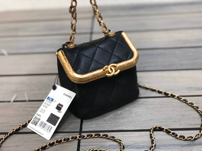 Chanel Lambskin Small Kiss-Lock Bag Black AS1885