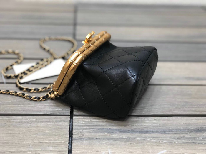 Chanel Lambskin Small Kiss-Lock Bag Black AS1885