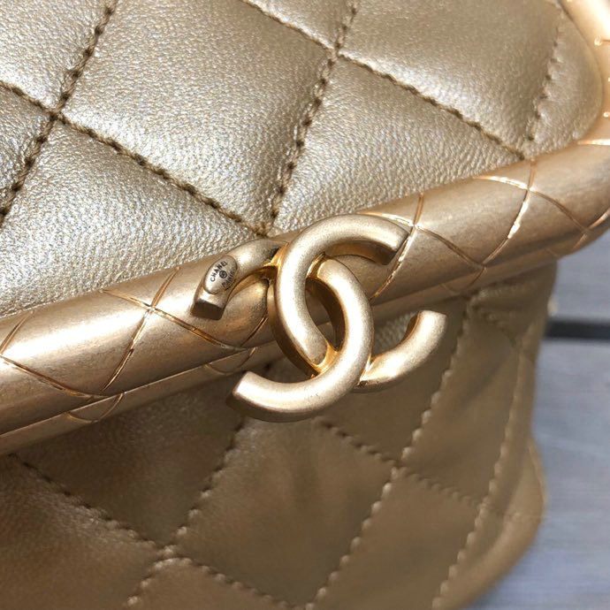 Chanel Lambskin Small Kiss-Lock Bag Gold AS1885