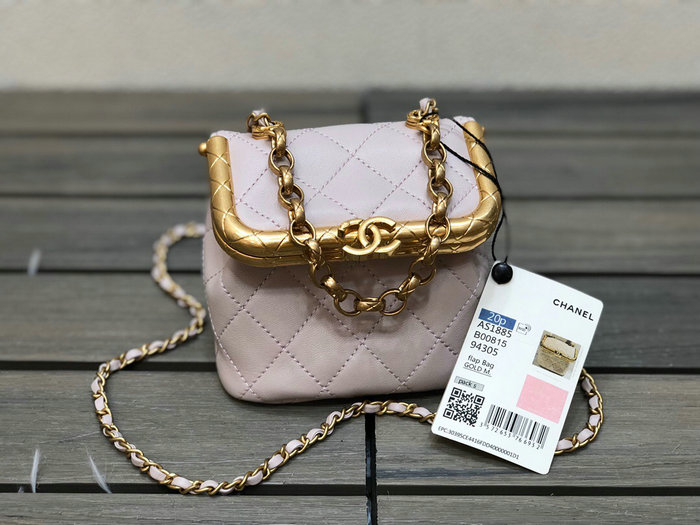 Chanel Lambskin Small Kiss-Lock Bag Pink AS1885