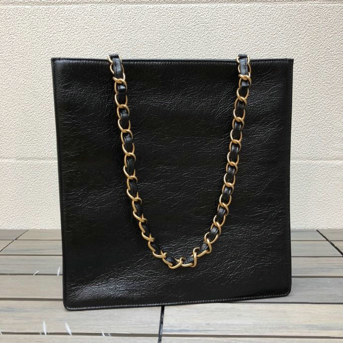 Chanel Shiny Aged Calfskin Shopping Bag Black AS1945