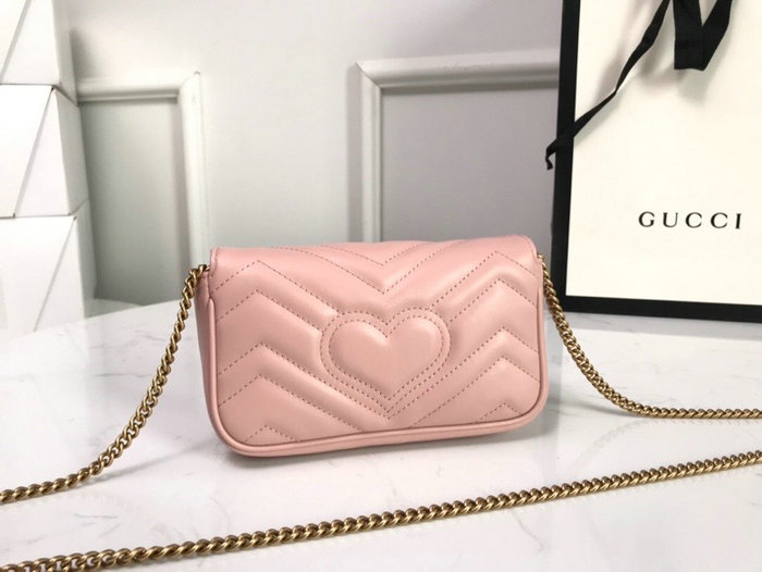 Gucci GG Marmont Matelasse Leather Super Mini Bag Pink 476433