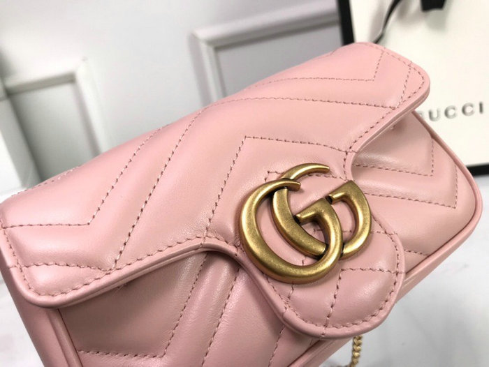 Gucci GG Marmont Matelasse Leather Super Mini Bag Pink 476433