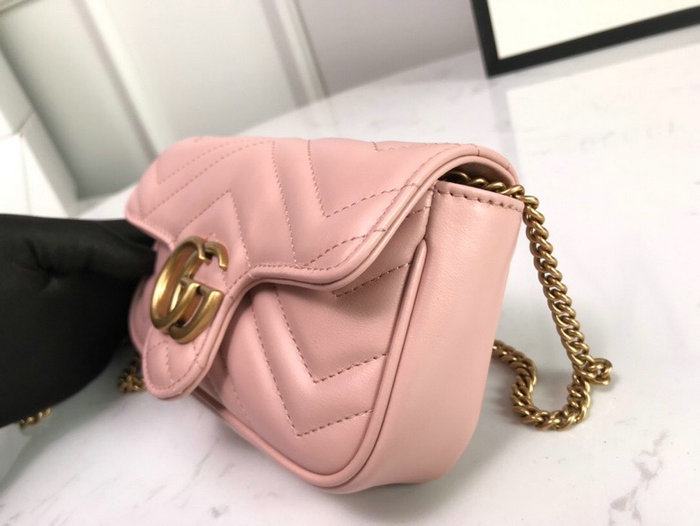 Gucci GG Marmont Matelasse Leather Super Mini Bag Pink 476433