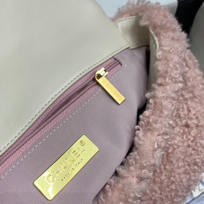 Chanel 19 Wool Large Flap Bag Pink AS1161