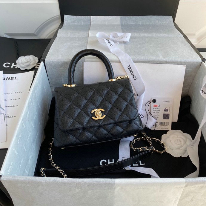 Chanel Mini Flap Bag with Top Handle Black AS22152