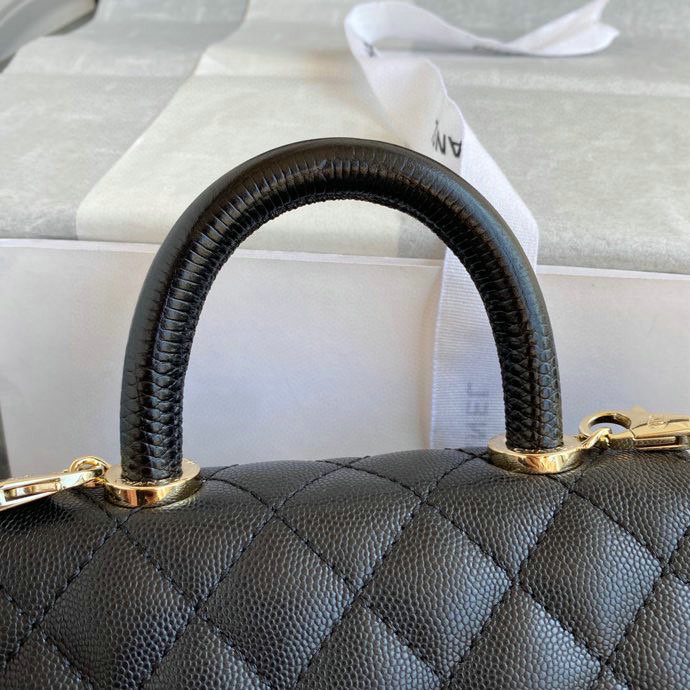 Chanel Mini Flap Bag with Top Handle Black AS22152