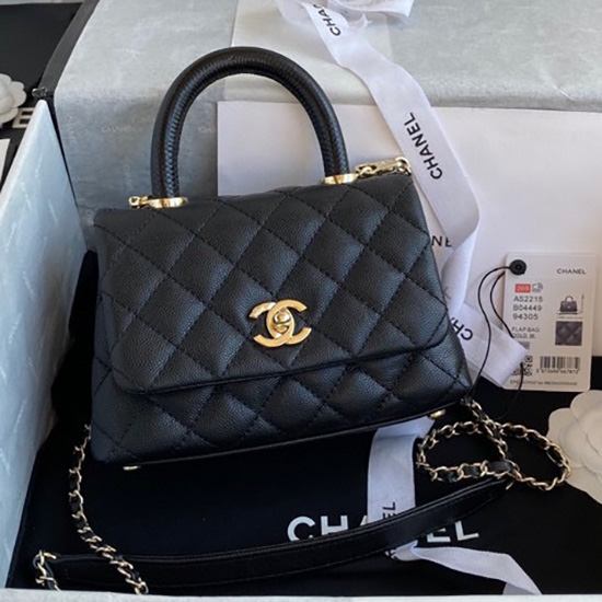 Chanel Mini Flap Bag with Top Handle Black AS22152