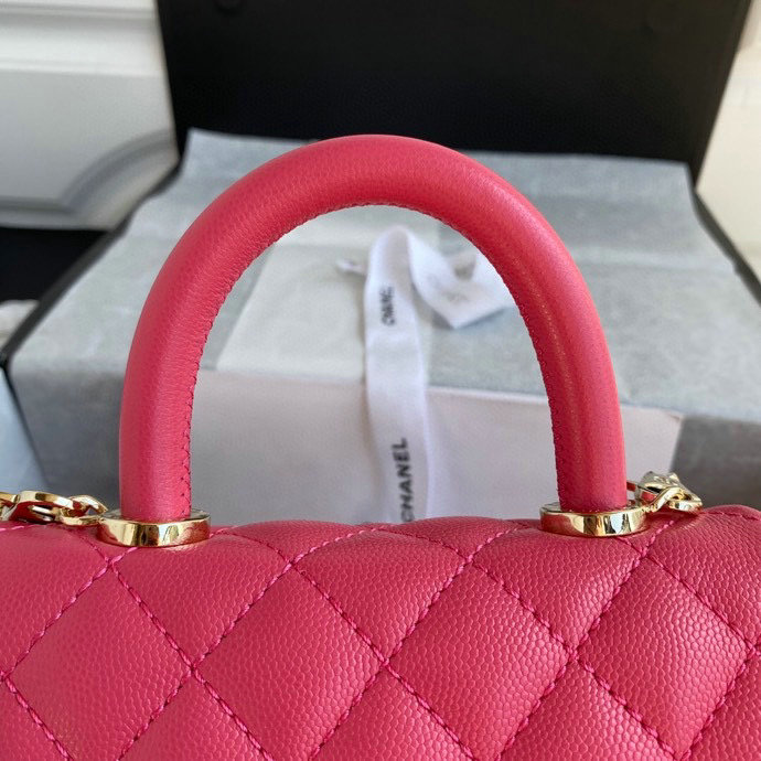 Chanel Mini Flap Bag with Top Handle Pink AS2215