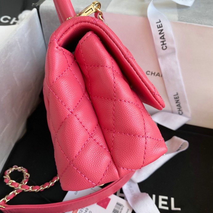 Chanel Mini Flap Bag with Top Handle Pink AS2215