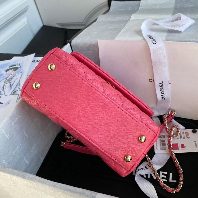 Chanel Mini Flap Bag with Top Handle Pink AS2215