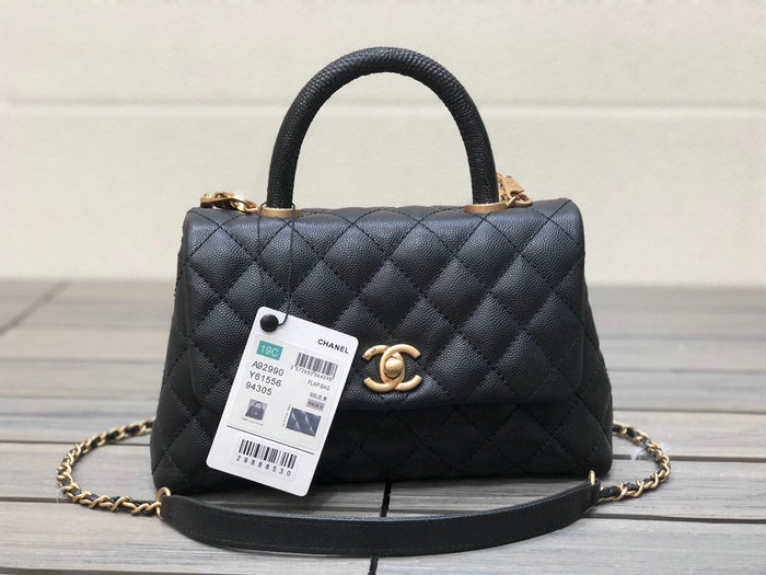 Chanel Small Flap Bag with Top Handle Black A929902