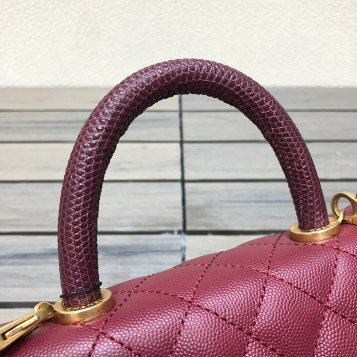 Chanel Small Flap Bag with Top Handle Burgundy A929907