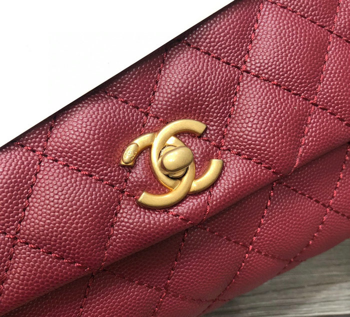 Chanel Small Flap Bag with Top Handle Burgundy A929907