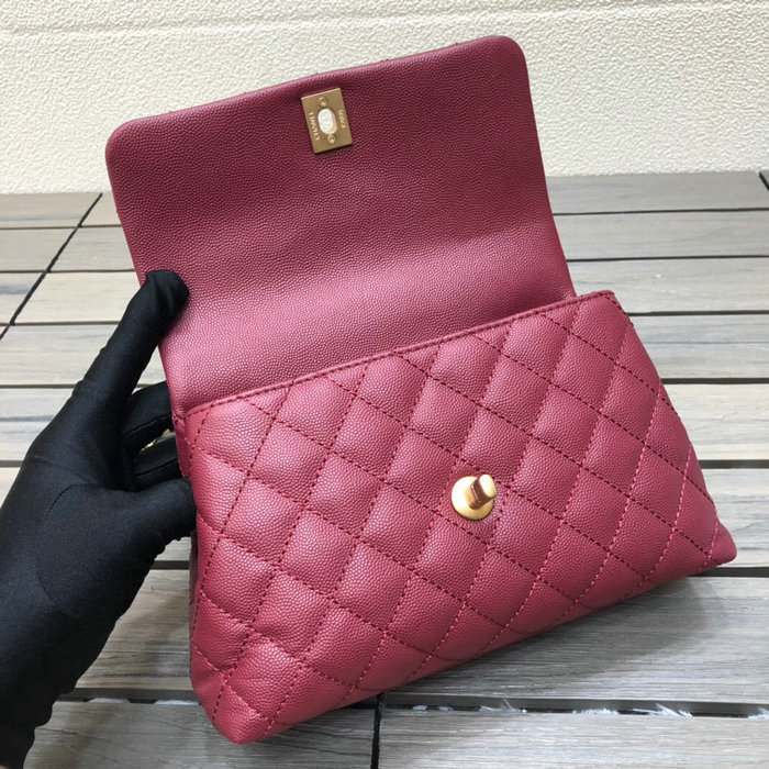 Chanel Small Flap Bag with Top Handle Burgundy A929907