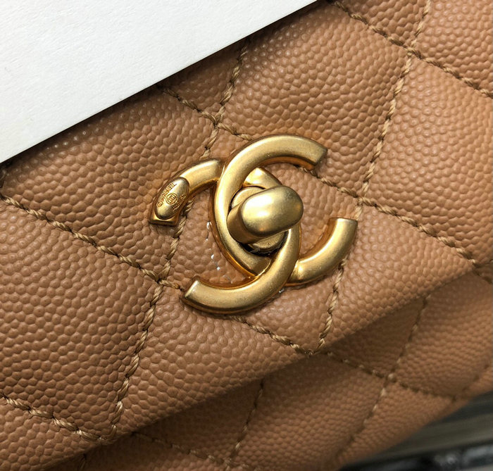 Chanel Small Flap Bag with Top Handle Camel A92990