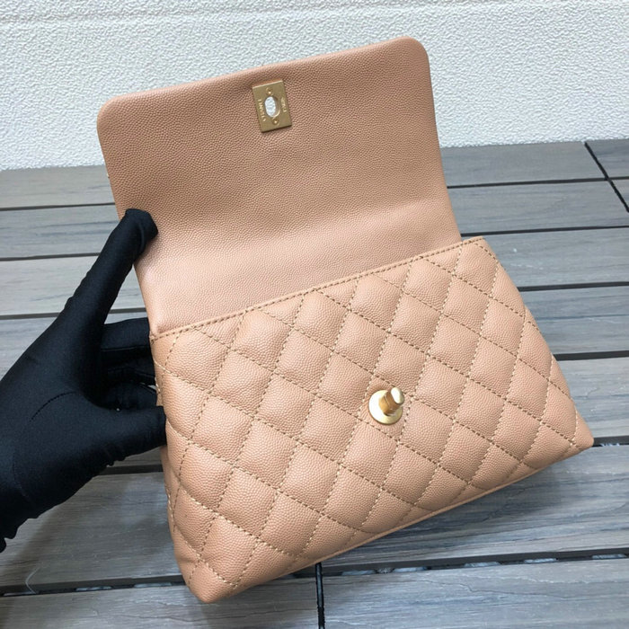 Chanel Small Flap Bag with Top Handle Camel A92990