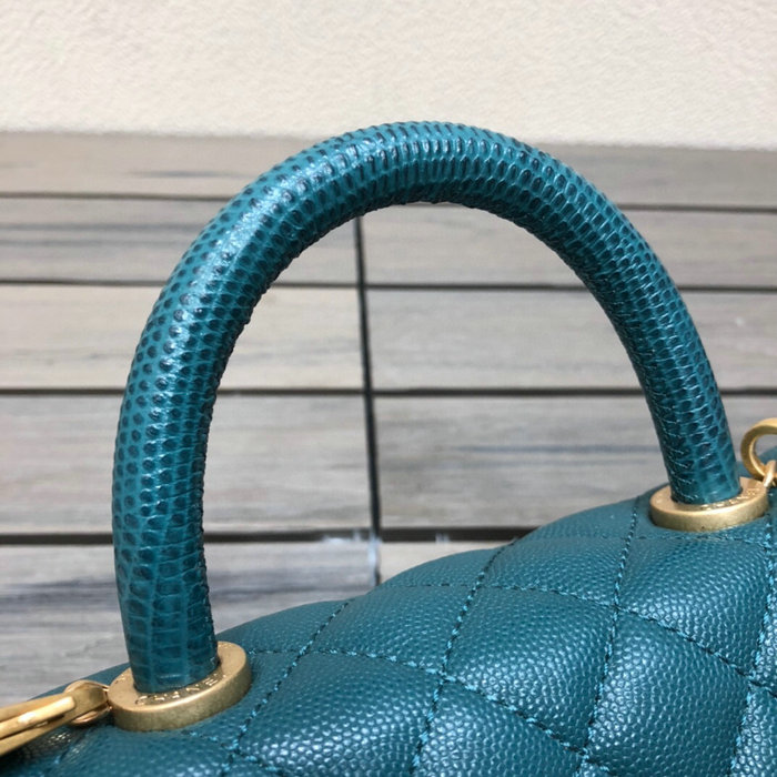 Chanel Small Flap Bag with Top Handle Green A92990