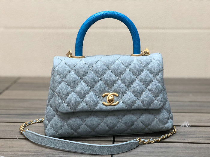 Chanel Small Flap Bag with Top Handle Light Blue A92990