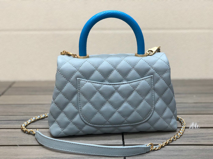 Chanel Small Flap Bag with Top Handle Light Blue A92990