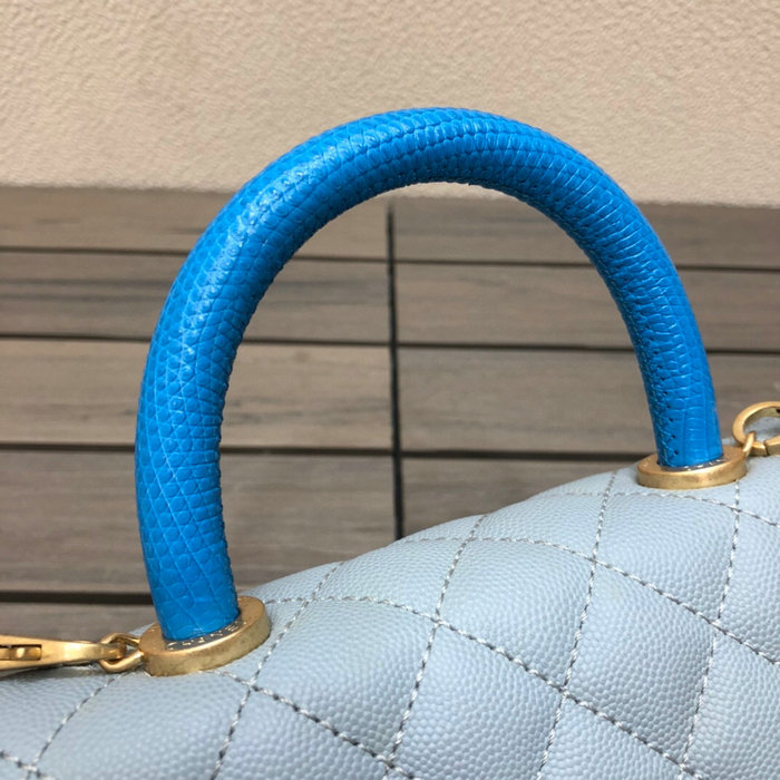 Chanel Small Flap Bag with Top Handle Light Blue A92990