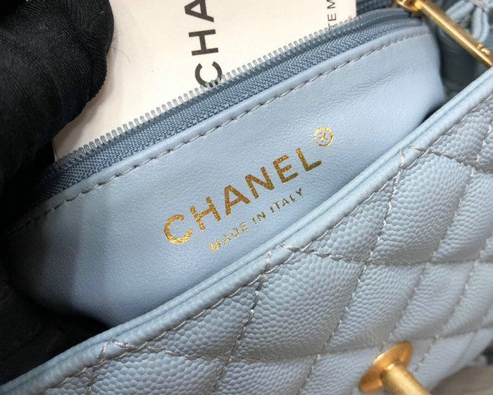 Chanel Small Flap Bag with Top Handle Light Blue A92990