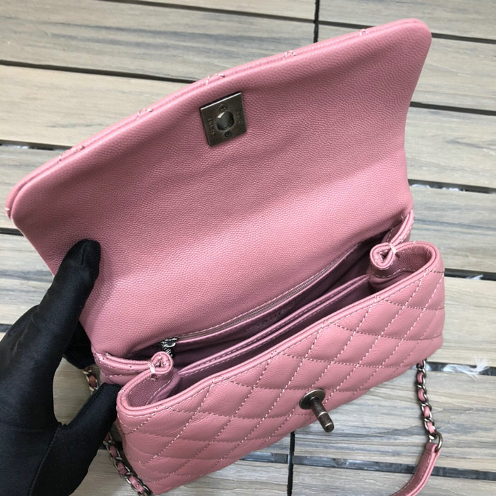 Chanel Small Flap Bag with Top Handle Pink A92990