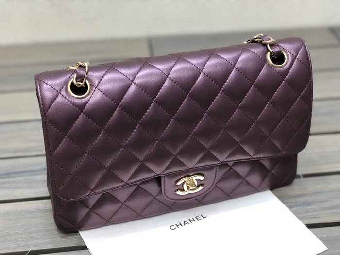 Classic Chanel Lambskin Medium Flap Bag Purple CF1112