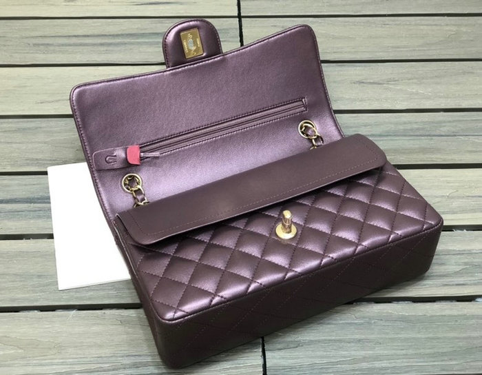 Classic Chanel Lambskin Medium Flap Bag Purple CF1112