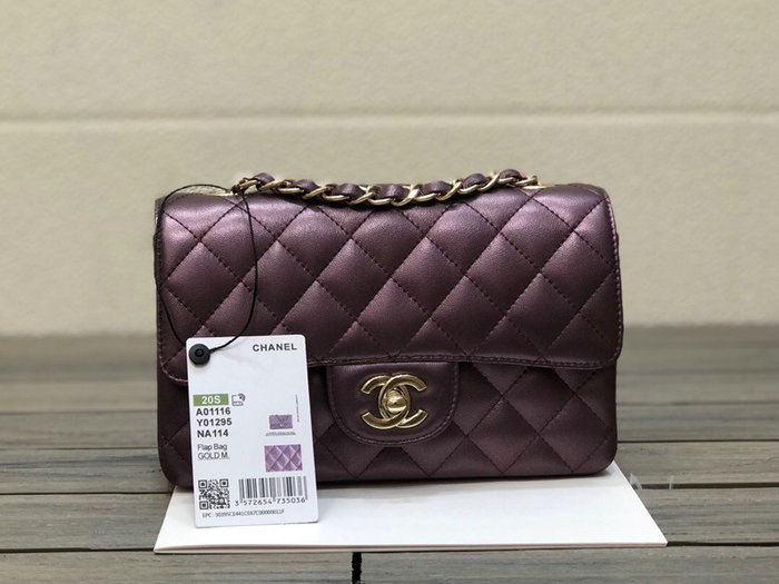 Classic Chanel Lambskin Small Flap Bag Purple CF1116