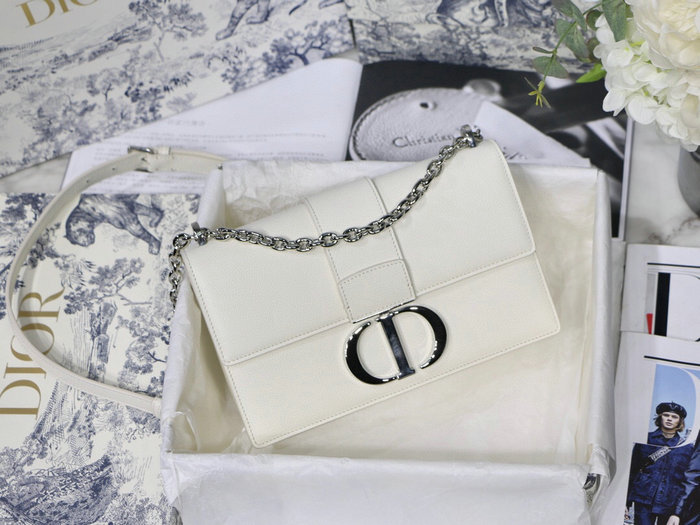 Dior Grained Calfskin 30 Montaigne Chain Bag White M9208