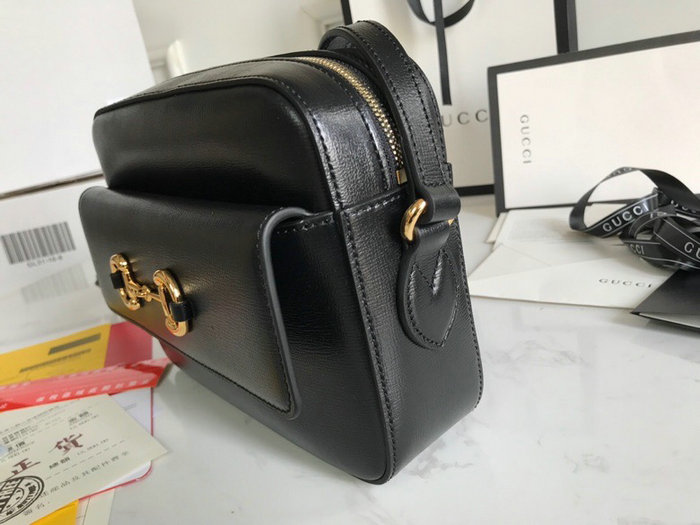 Gucci Horsebit 1955 Leather Small Shoulder Bag Black 645454