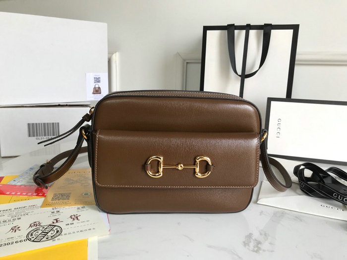 Gucci Horsebit 1955 Leather Small Shoulder Bag Brown 645454