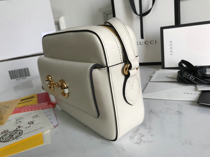 Gucci Horsebit 1955 Leather Small Shoulder Bag White 645454