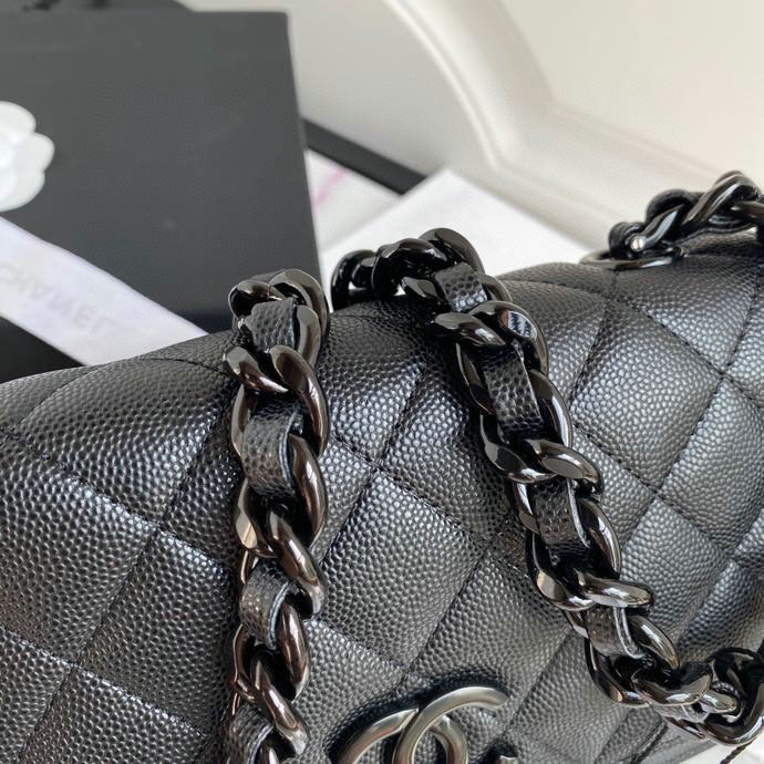 Chanel Grained Calfskin Wallet On Chain Black AP1954