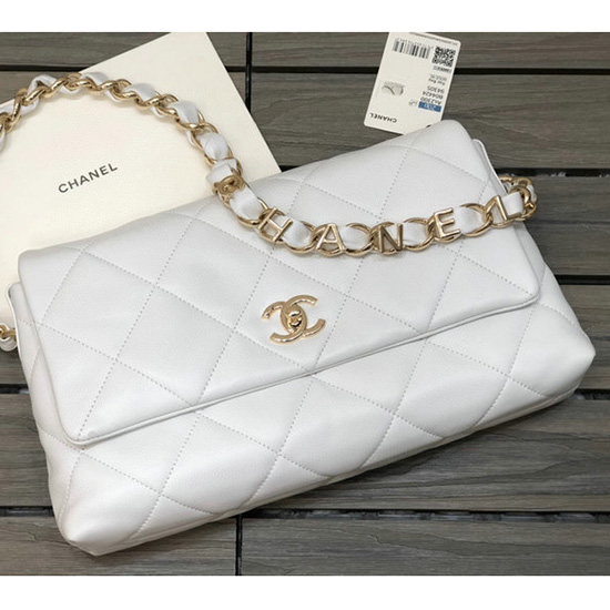 Chanel Lambskin Flap Bag White AS2300